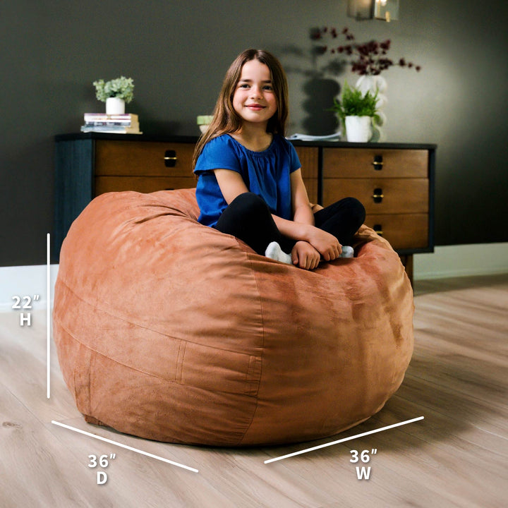 Little Big Fuf Foam Bean Bag Chair #color_copper-plush