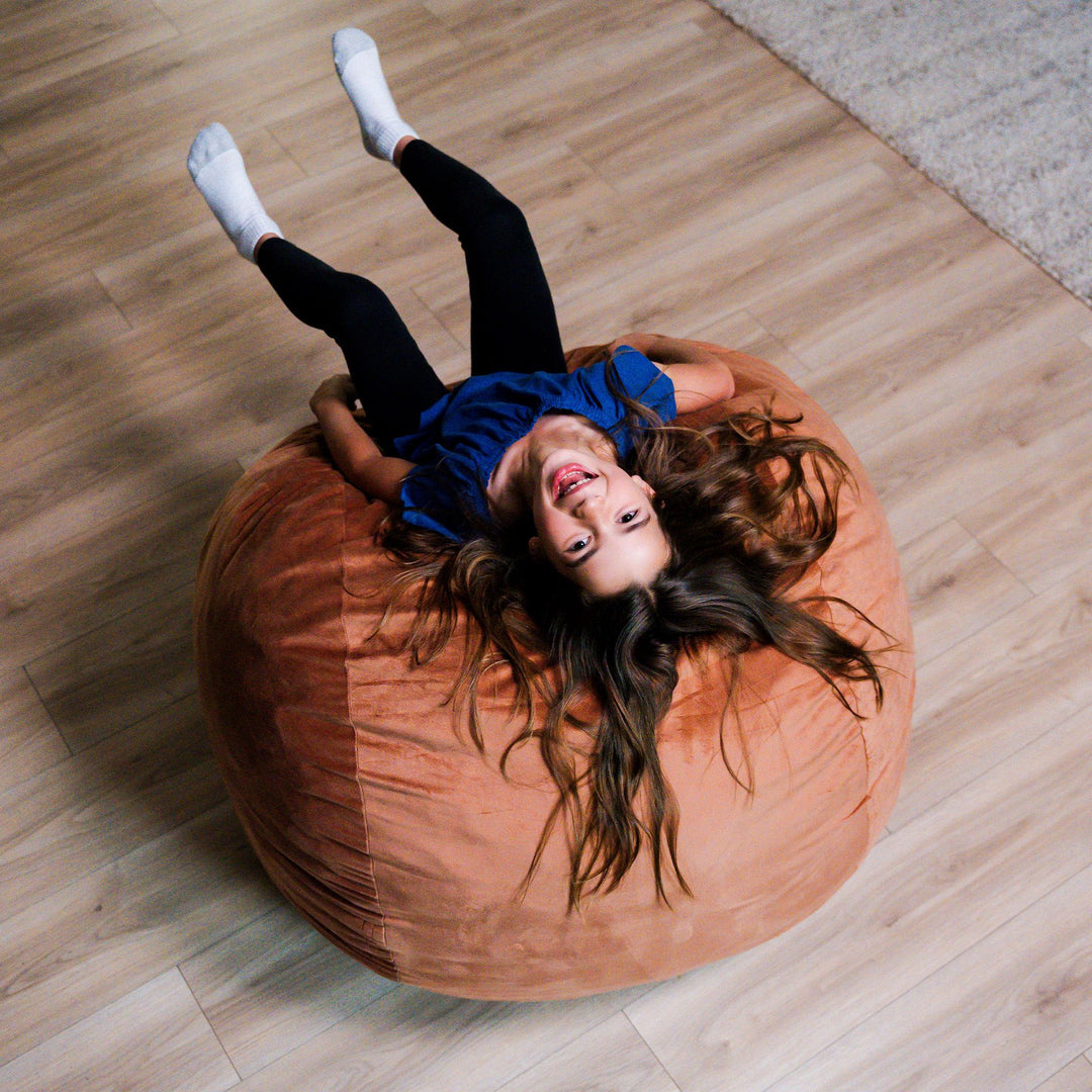 Little Big Fuf Foam Bean Bag Chair #color_copper-plush