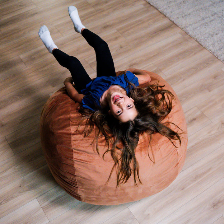 Little Big Fuf Foam Bean Bag Chair #color_copper-plush