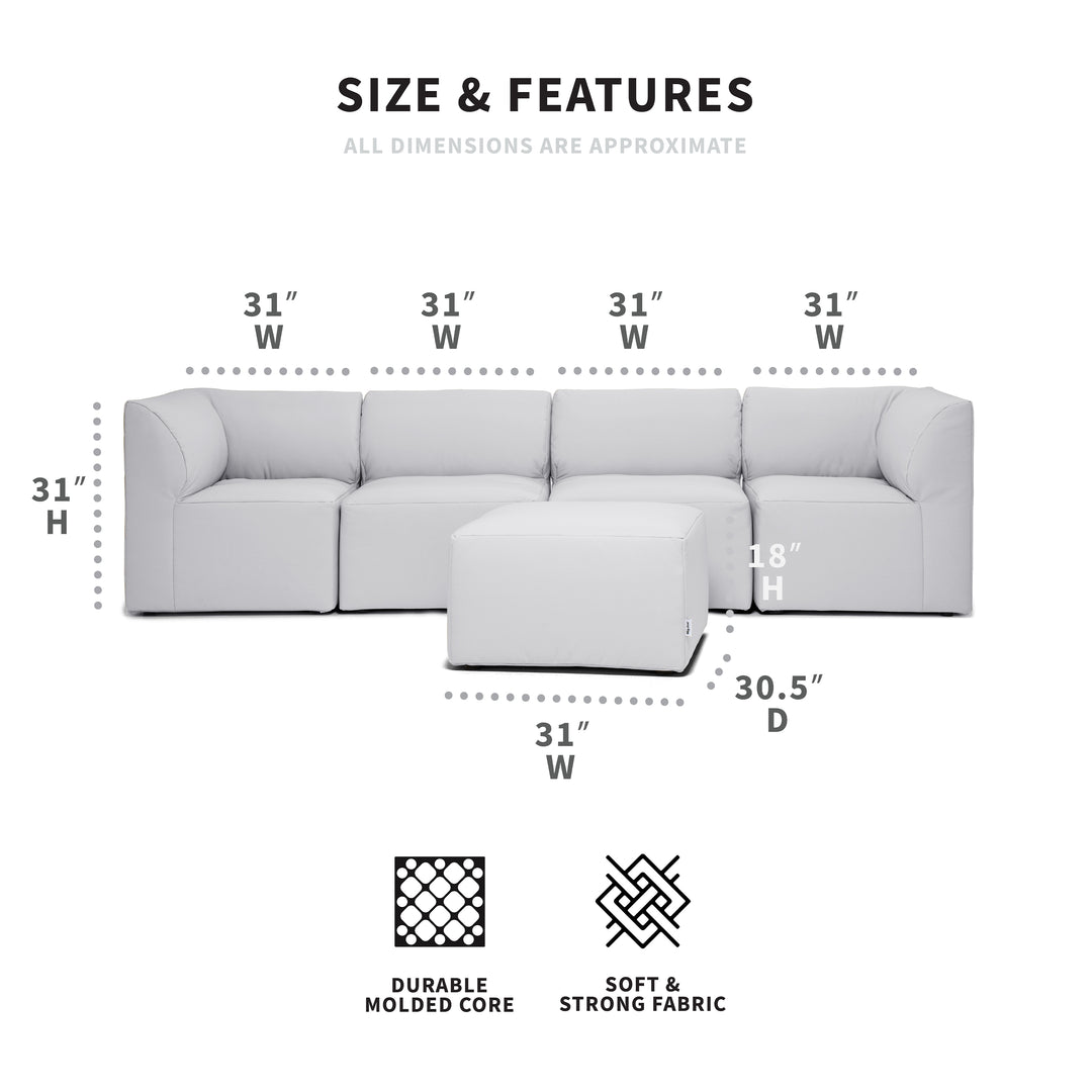 Dimensions 5pc sectional #color_light-gray-bask