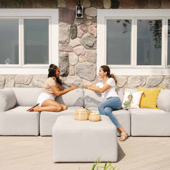 5pc patio sectional outdoor furniture relaxing with friends #color_light-gray-bask