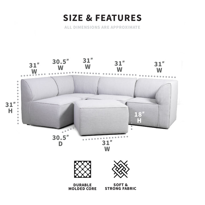 5pc sectional sofa outdoor patio furniture dimensions #color_fresh-gray