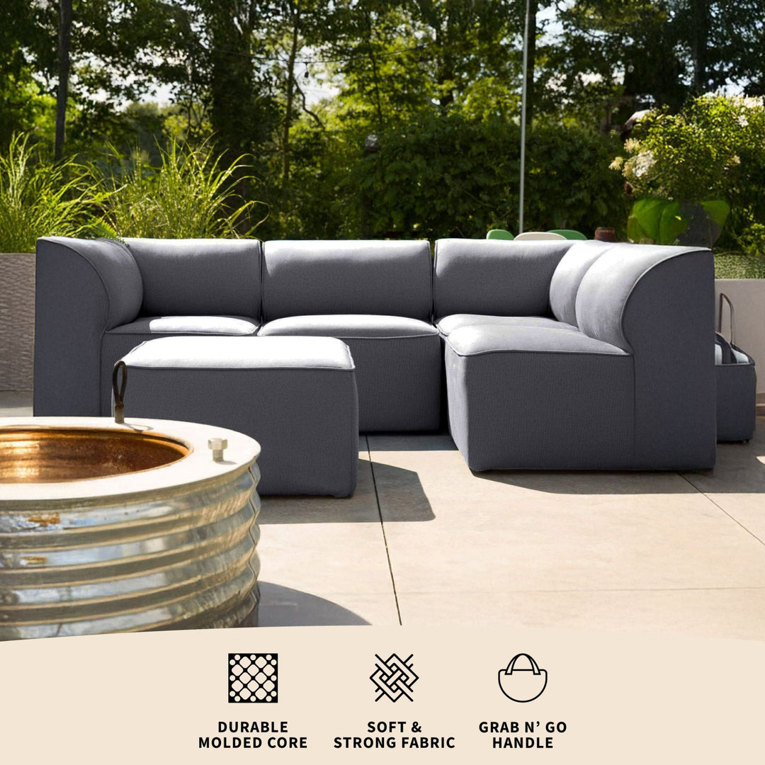 5pc outdoor sectional features #color_smoke-gray