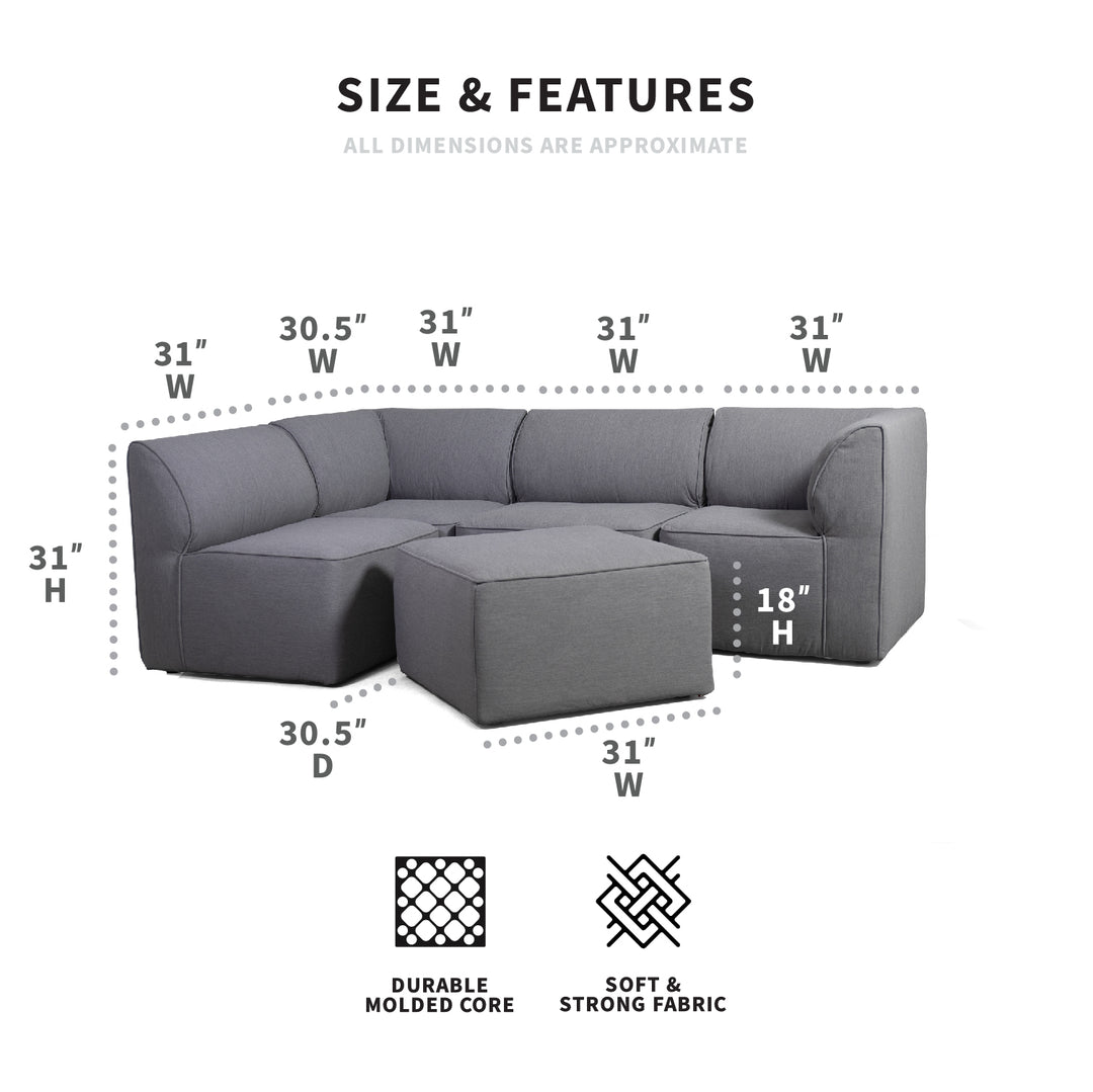 5pc sectional sofa outdoor furniture dimensions #color_smoke-gray