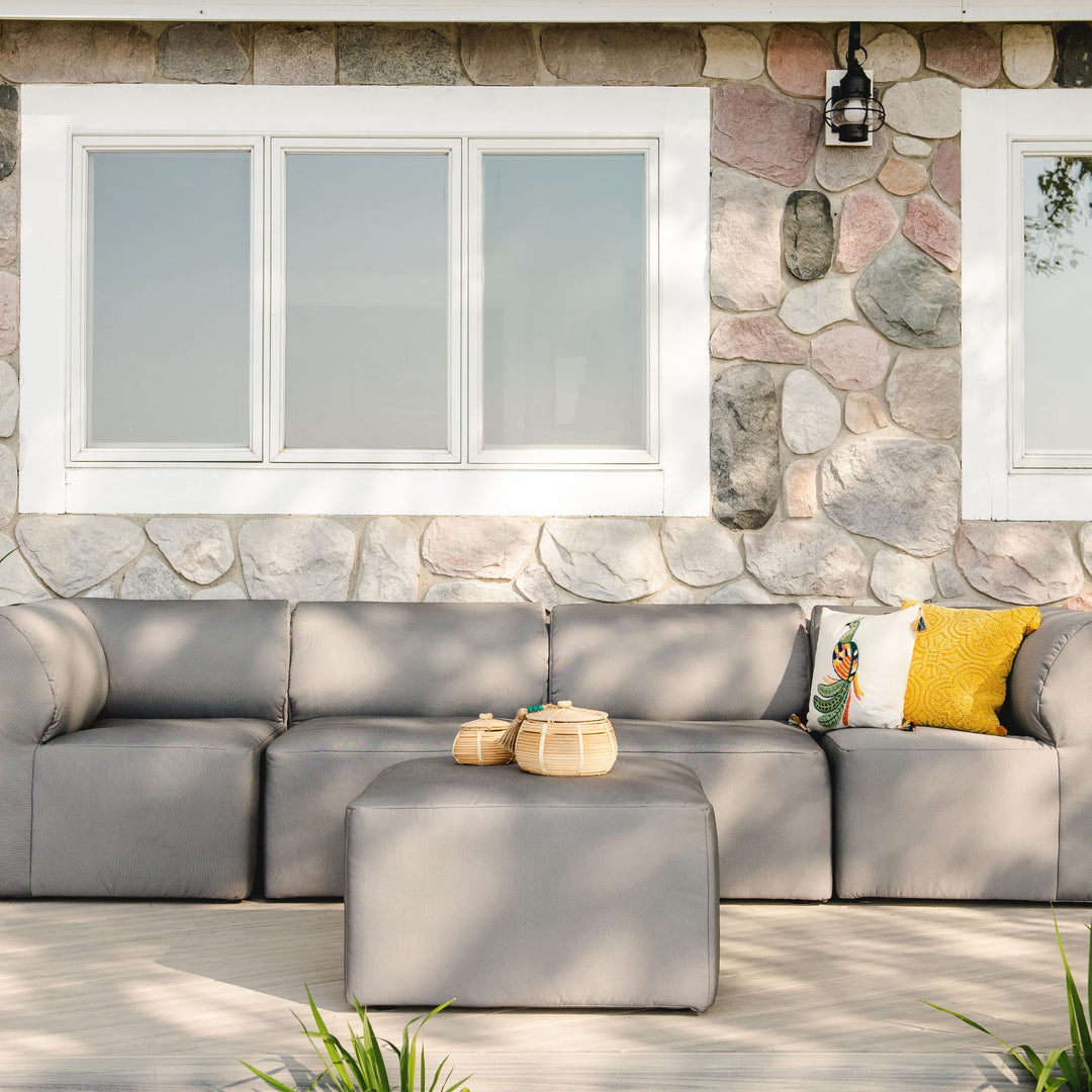 Fabric outdoor patio sectional 5pc #color_granite-bask