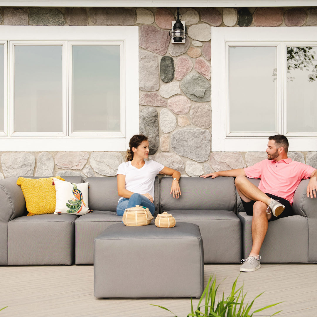 Fabric outdoor patio sectional 5pc relaxing with friends #color_granite-bask