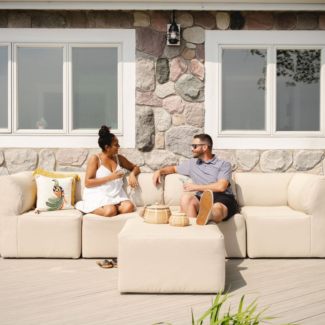 Patio Sectional 5pc outdoor furniture set for entertaining guests #color_terra-bask