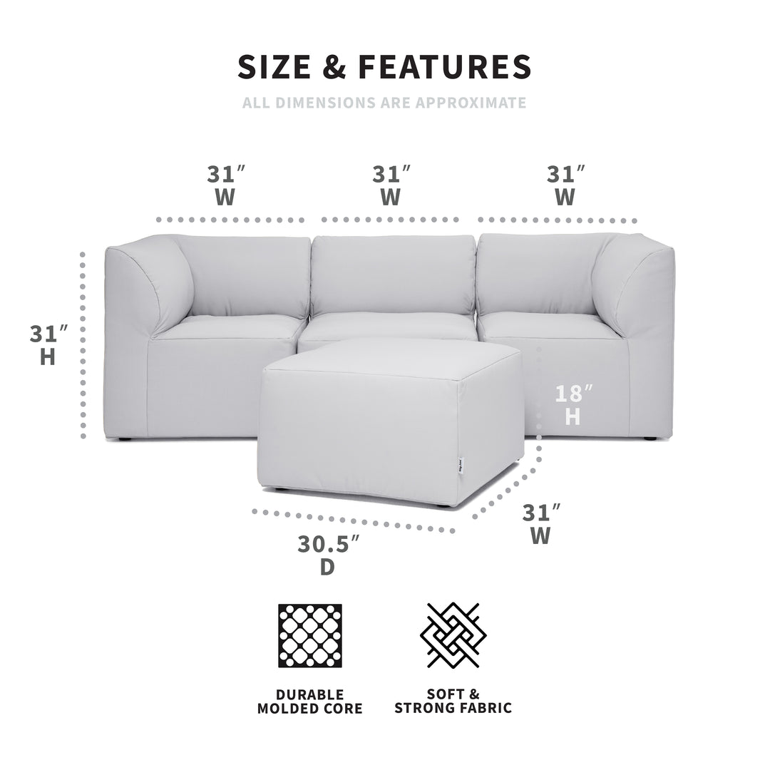Patio Sectional 4pc outdoor furniture dimensions #color_light-gray-bask