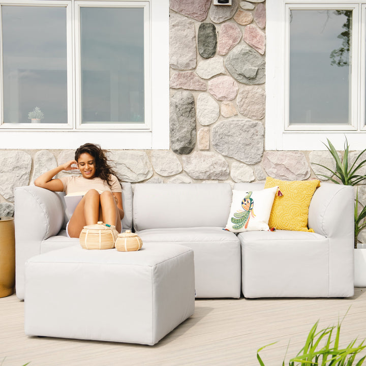 Patio Sectional 4pc outdoor furniture comfortable fabric furniture #color_light-gray-bask