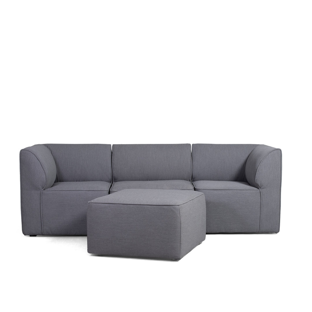 Patio Furniture 4pc set Couch and ottoman #color_smoke-gray