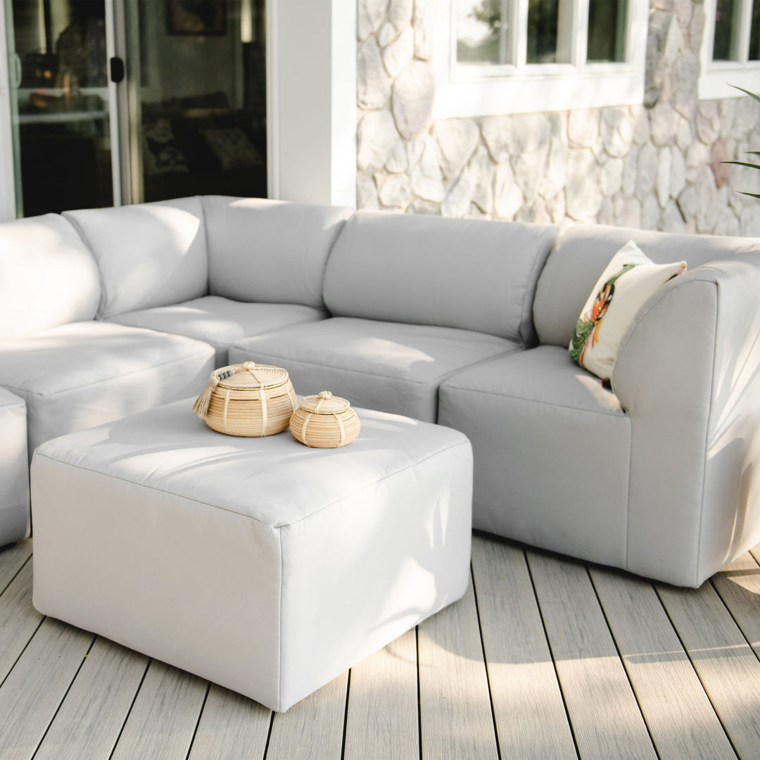 Outdoor 6pc sectional sofa weather resistant patio #color_light-gray-bask