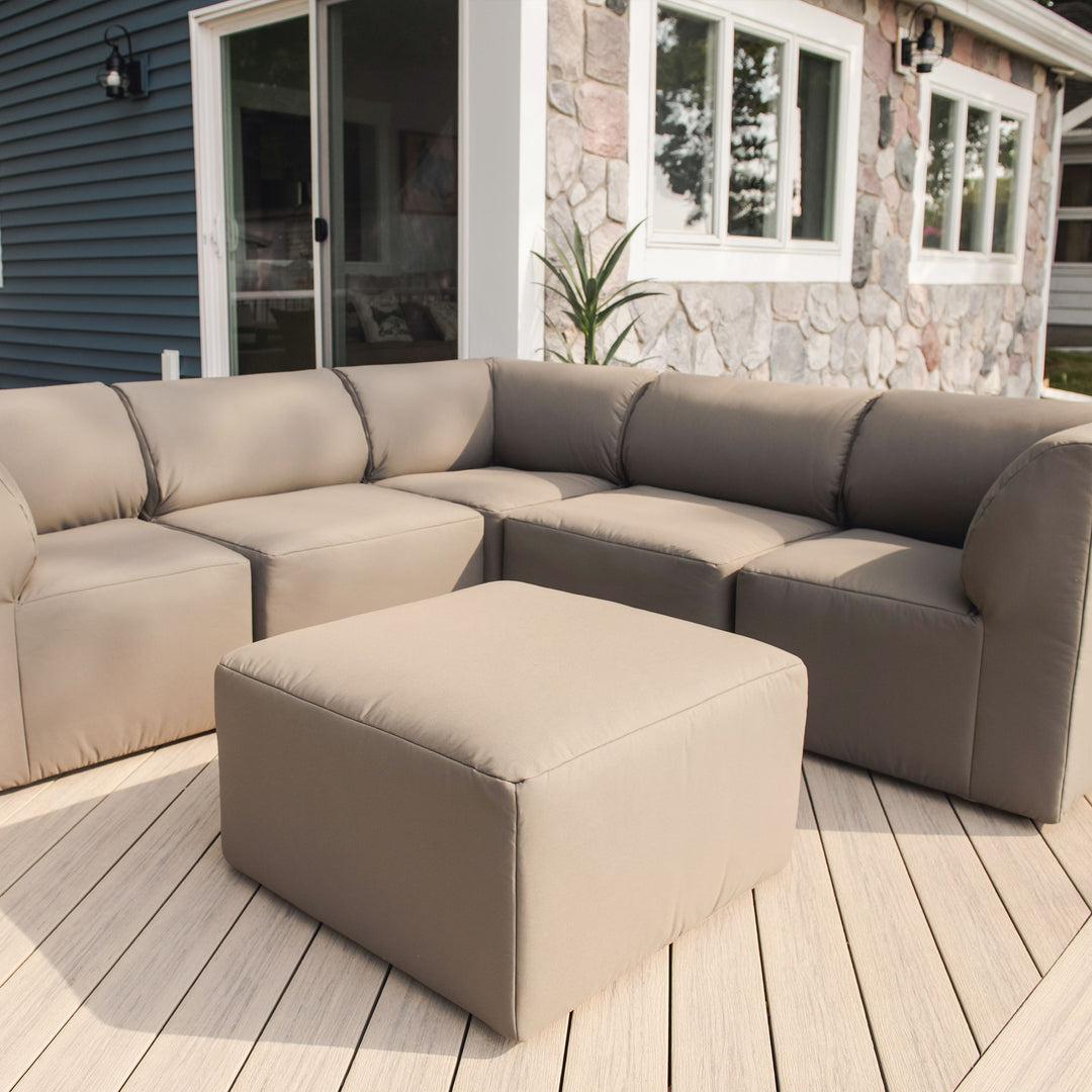 6Pc Outdoor Patio Furniture weather resistant reconfigurable #color_castor-gray-bask