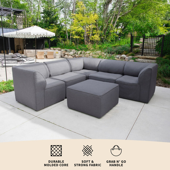 l shaped patio furniture umbrella 6 Piece Patio Sectional