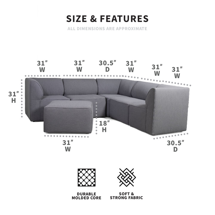 6 Piece Patio Sectional Set Dimensions #color_smoke-gray