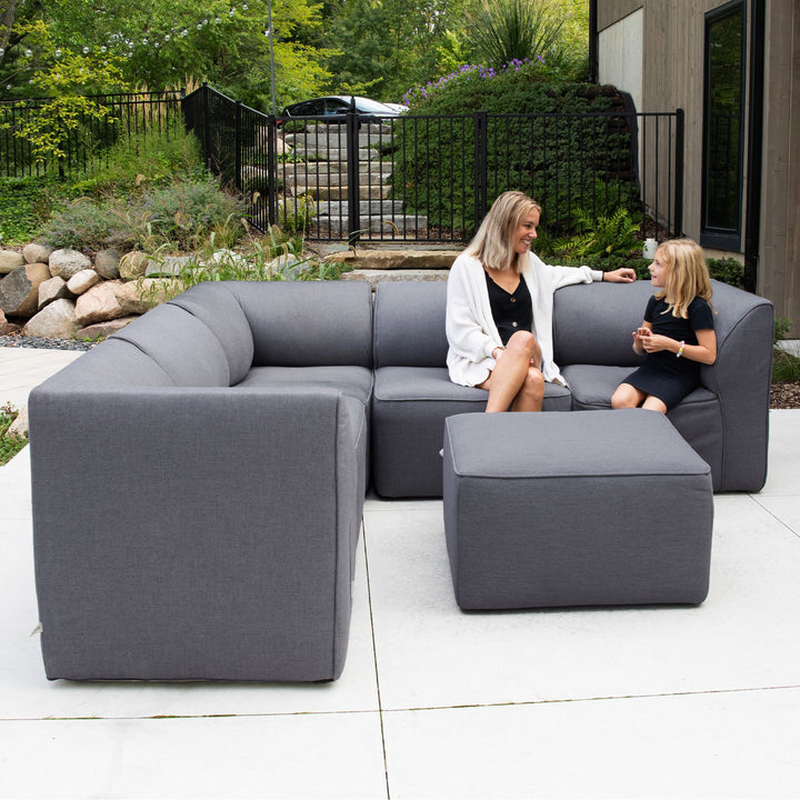 6 Piece Patio Sectional Set Outdoor Furniture #color_smoke-gray