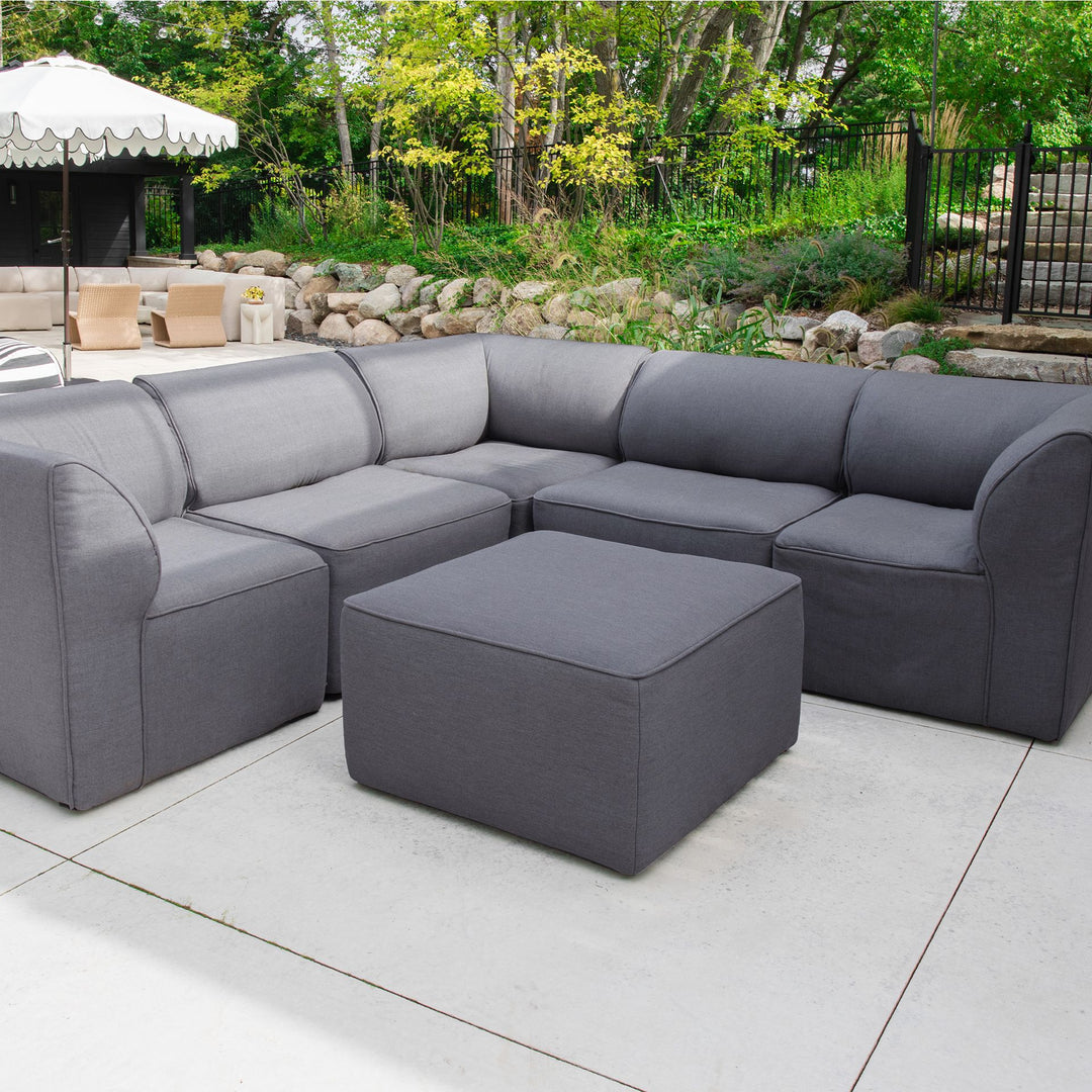 6 Piece Patio Sectional Set Easy to Move #color_smoke-gray