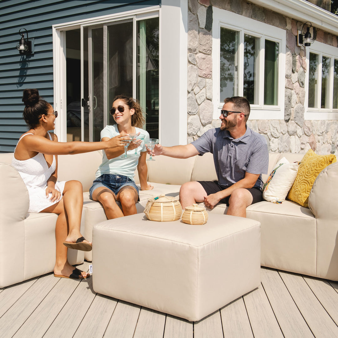 6pc tan outdoor sectional sofa group gatherings #color_terra-bask