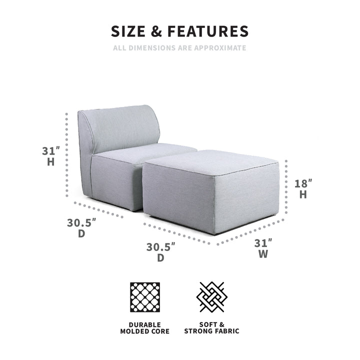 2 Piece Chaise Sectional Outdoor Patio Furniture dimensions #color_fresh-gray