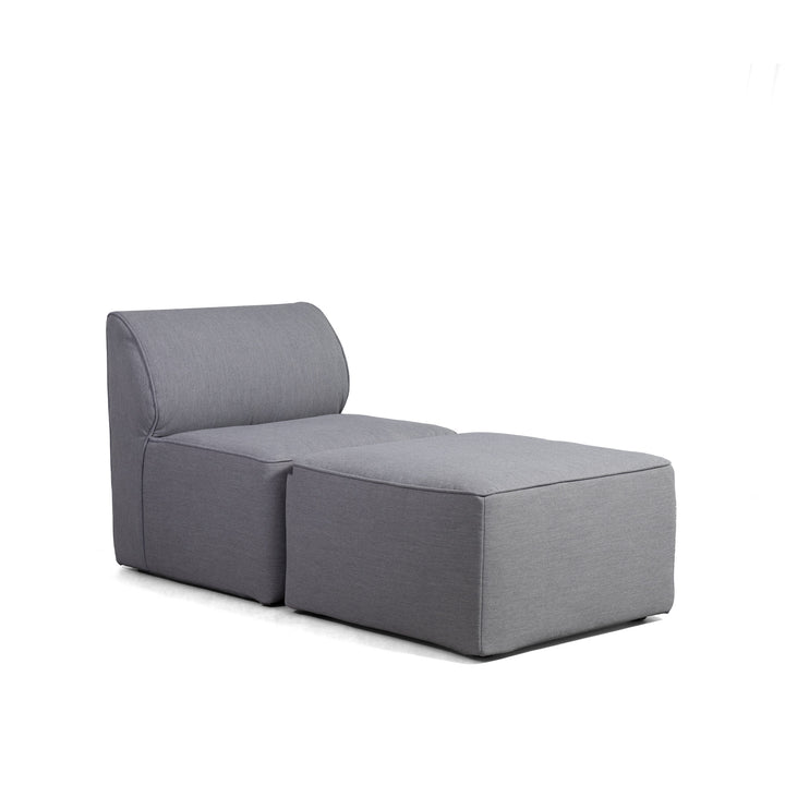 2 Piece Chaise Sectional Outdoor Patio Furniture Chair and Ottoman #color_smoke-gray