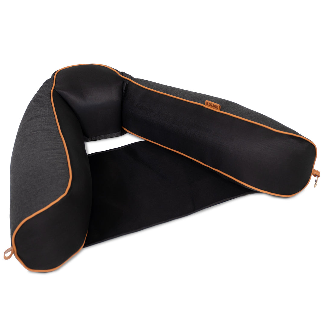Black pool float with orange accents on a white background #color_twilight-sunbrella-fabric
