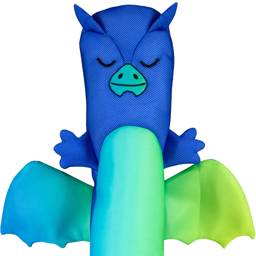 Blue and green dragon-shaped toy on a white background #style_dragon
