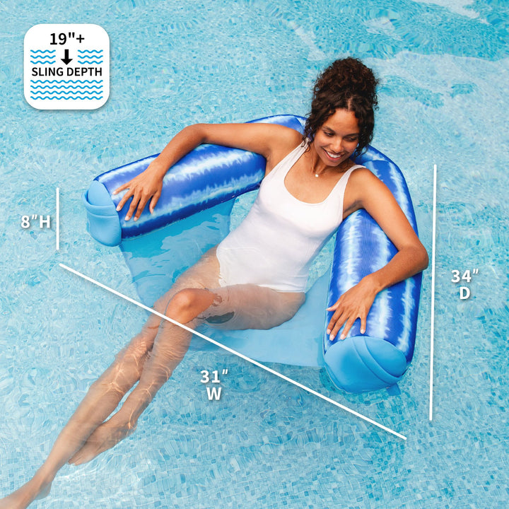 dimensions Shaka Sling XL pool float #color_ripple-blue