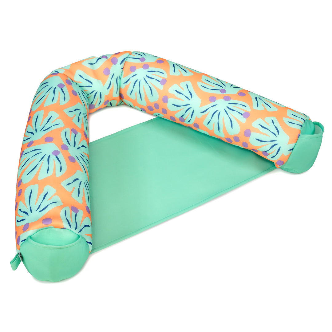 Pool Float with colorful tropical pattern on a white background #color_sweet-shells-peach