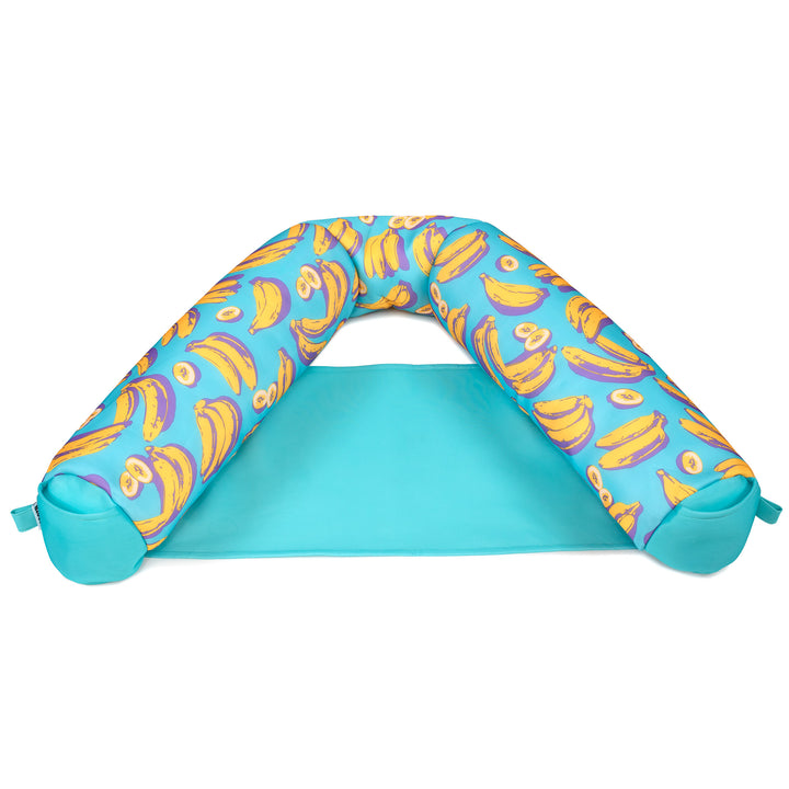 Turquoise pool float with banana pattern on a white background #color_banana-pop