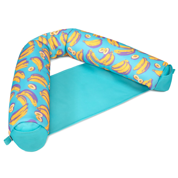 Turquoise pool sling chair with banana pattern on a white background #color_banana-pop