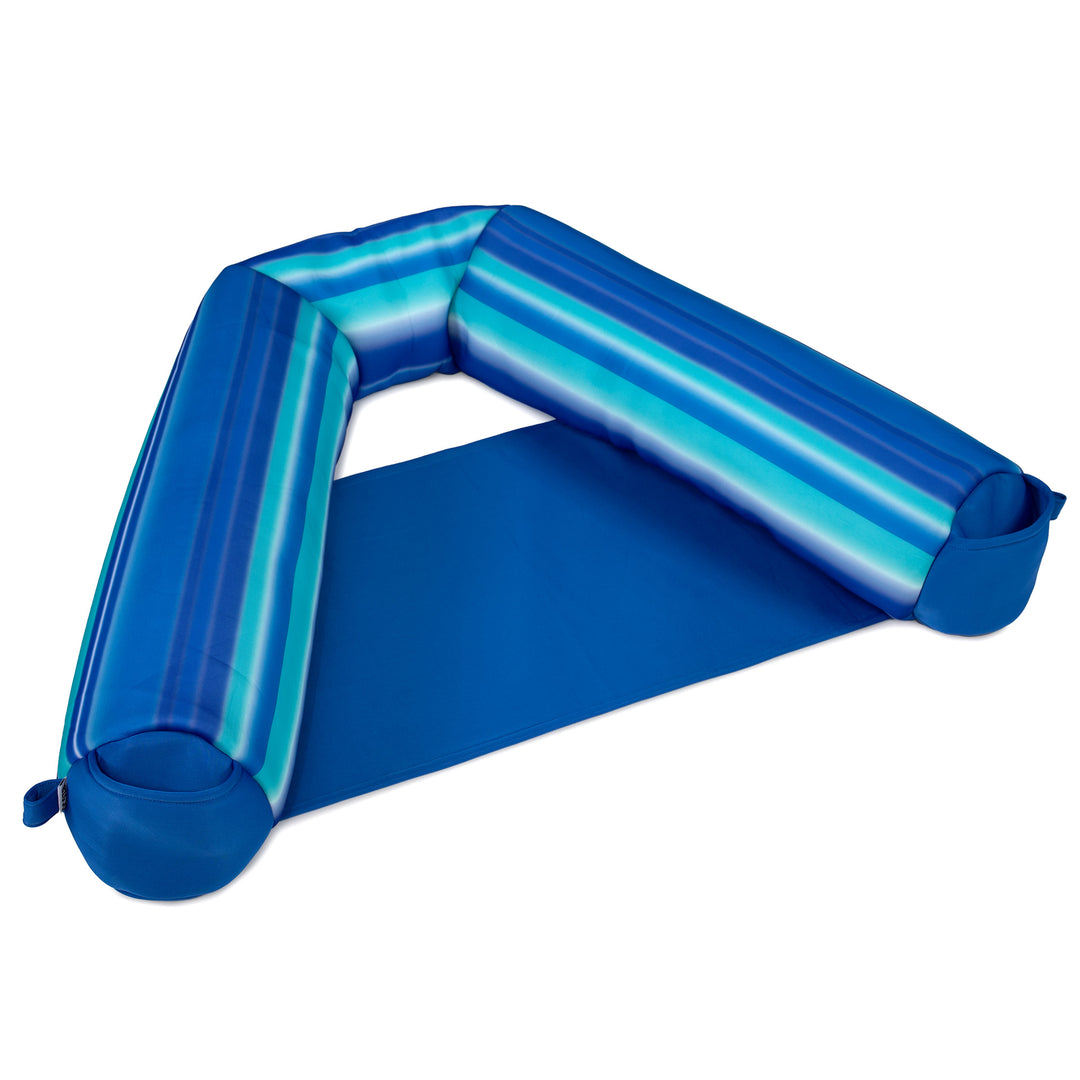 Blue pool float shaped like a letter 'L' on a white background #color_blurred-blue