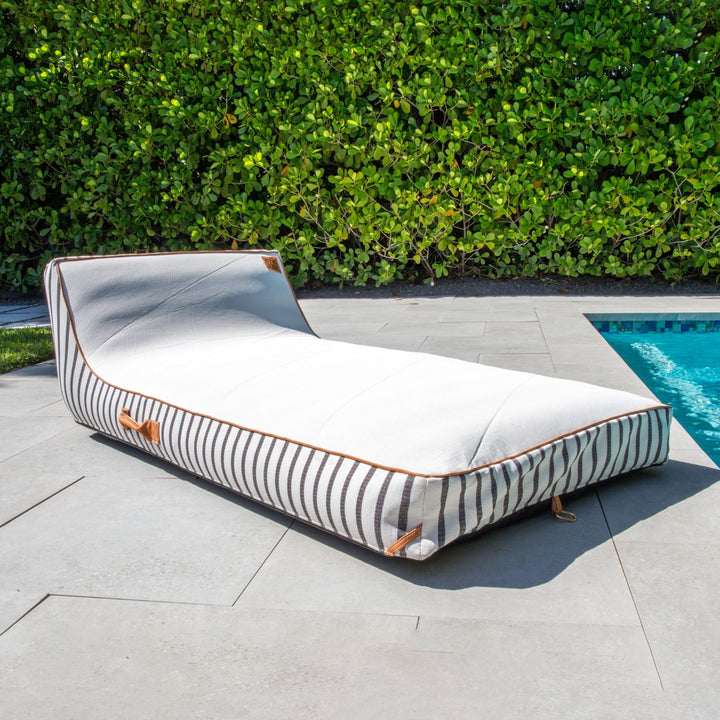 lux inflatable pool-side lounger #color_black-and-white-cape-stripe