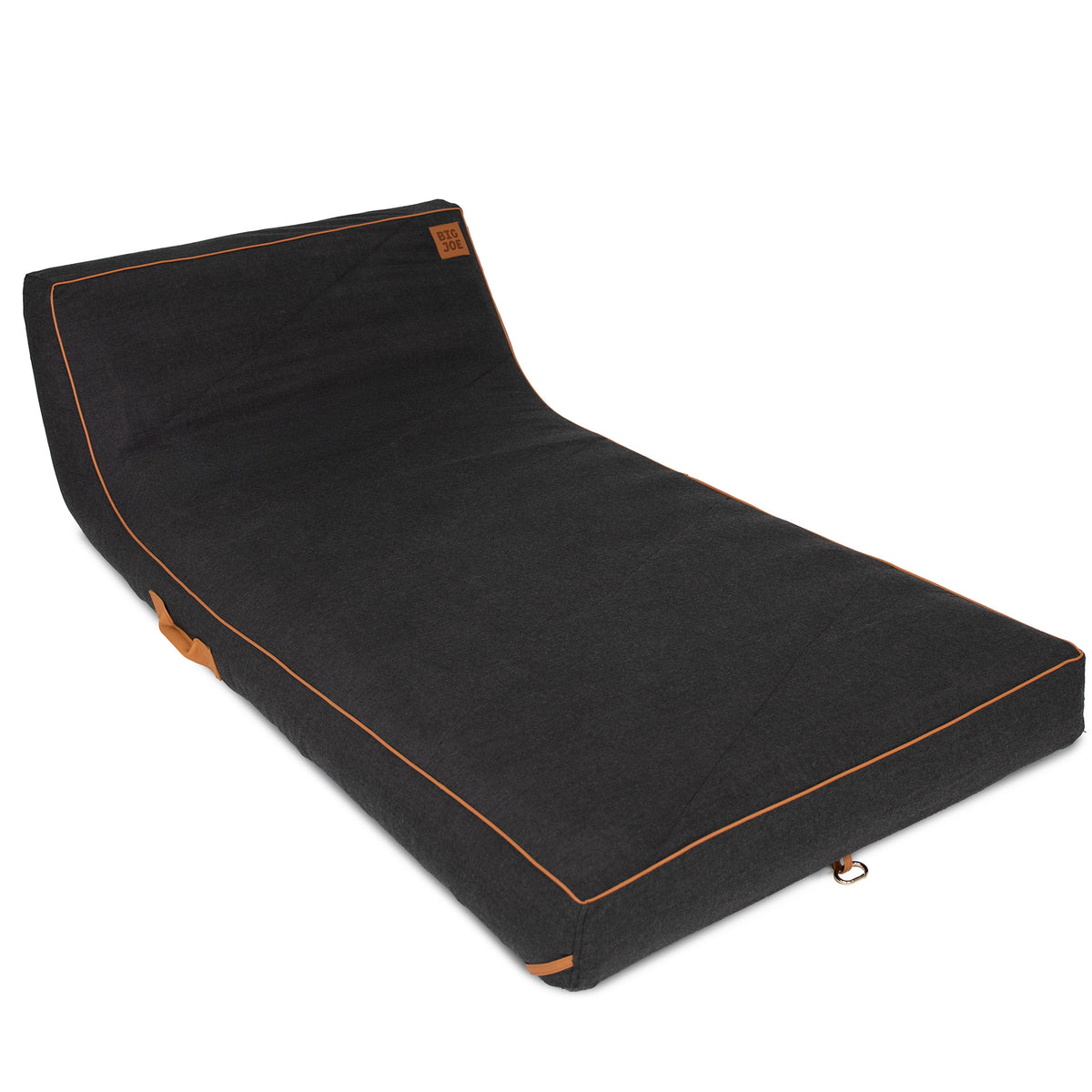 Black pool float with brown piping on a white background 