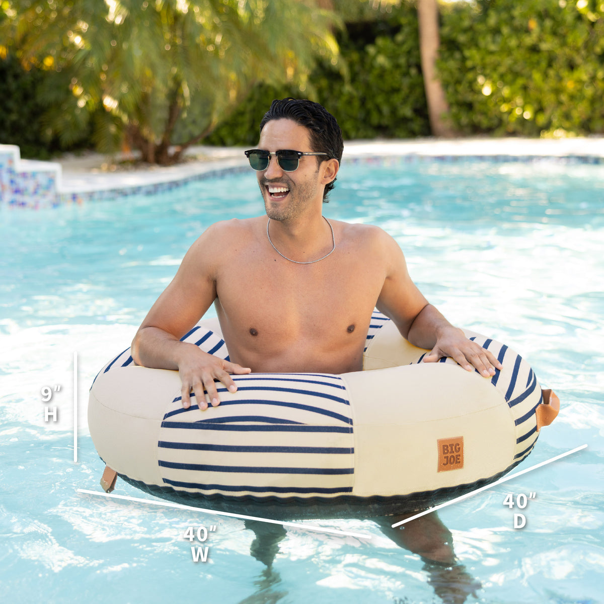 Dimensions Lux inflatable pool ring with fabric cover 