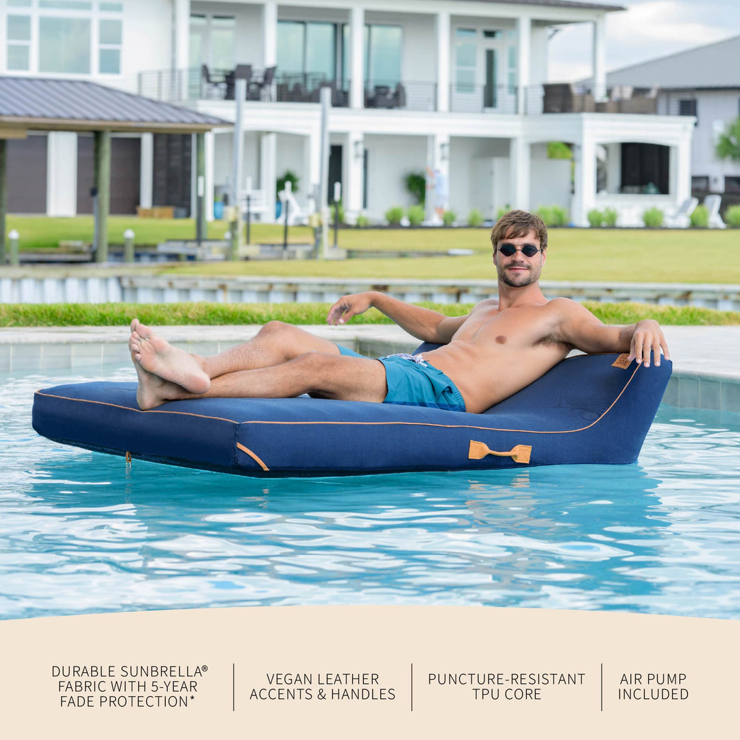 Lux Double Inflatable Chaise Pool Float with Sunbrella® Fabric