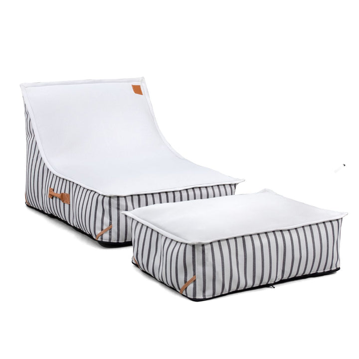 Side view Lux sealander pool lounger #color_black-and-white-cape-stripe
