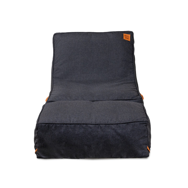 Dark gray bean bag chair with orange accents on a white background #color_twilight-sunbrella-fabric