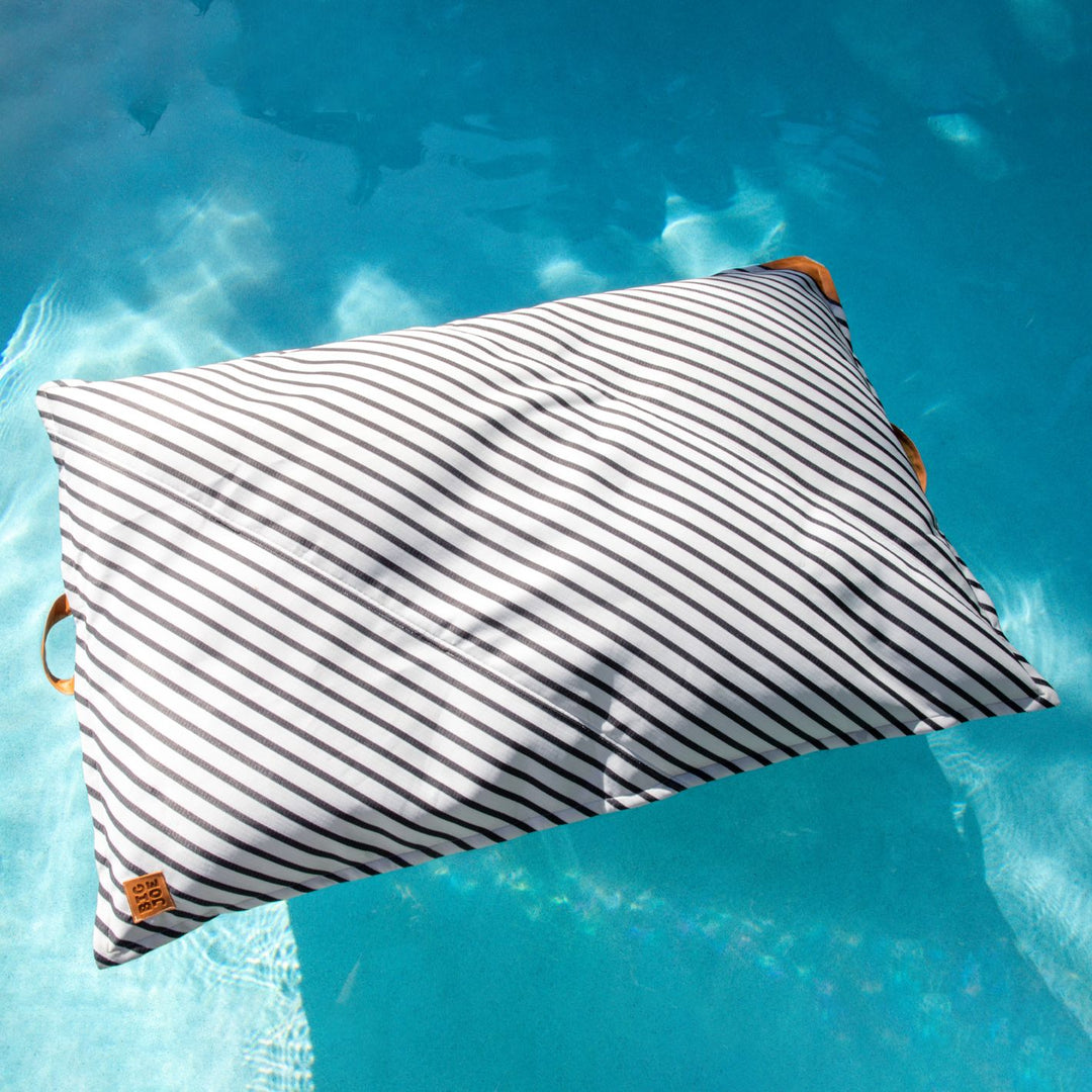 Lux lagoon lounger pool bean float #color_black-and-white-cape-stripe