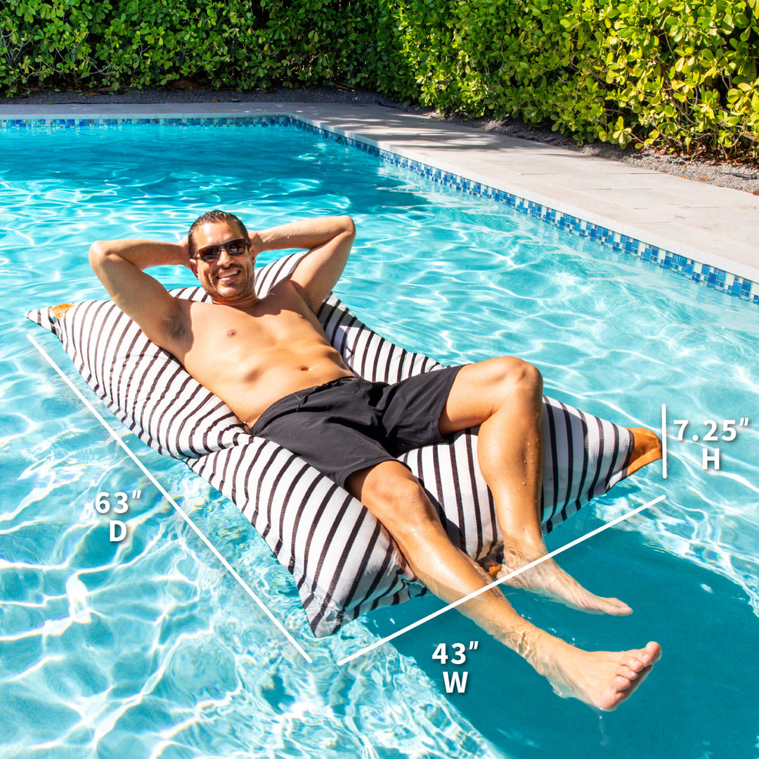 Lux Lagoon Lounger dimensions #color_black-and-white-cape-stripe