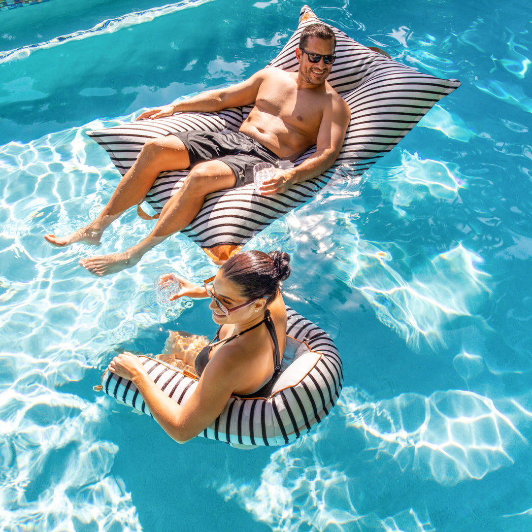 Stylish pool floats #color_black-and-white-cape-stripe