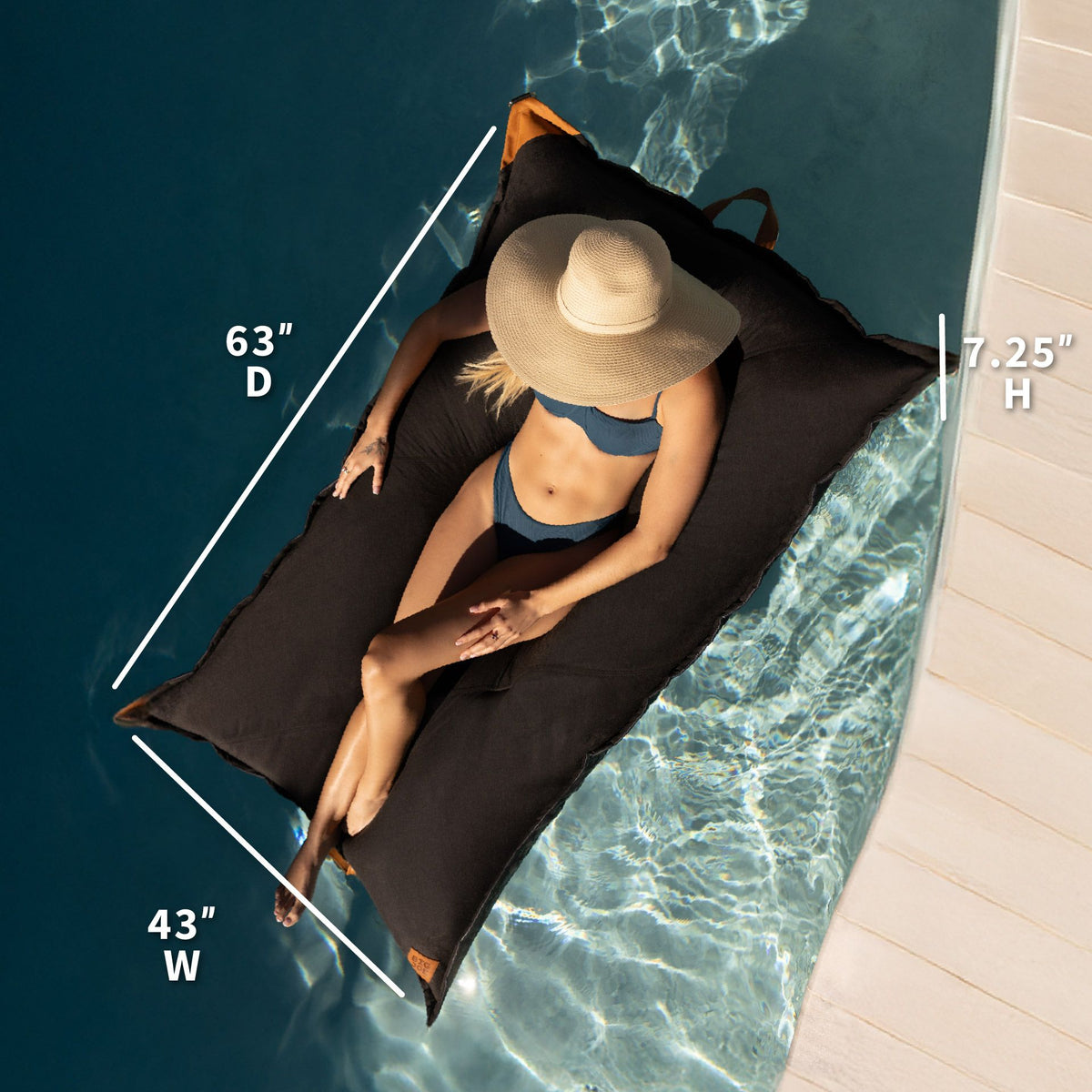 Lux Lagoon Lounger in Twilight Black dimensions 