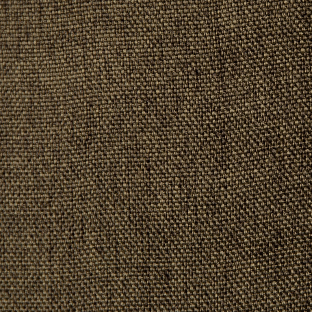 A close-up of a woven fabric texture in a dark brown color, showing the detailed weave pattern. 