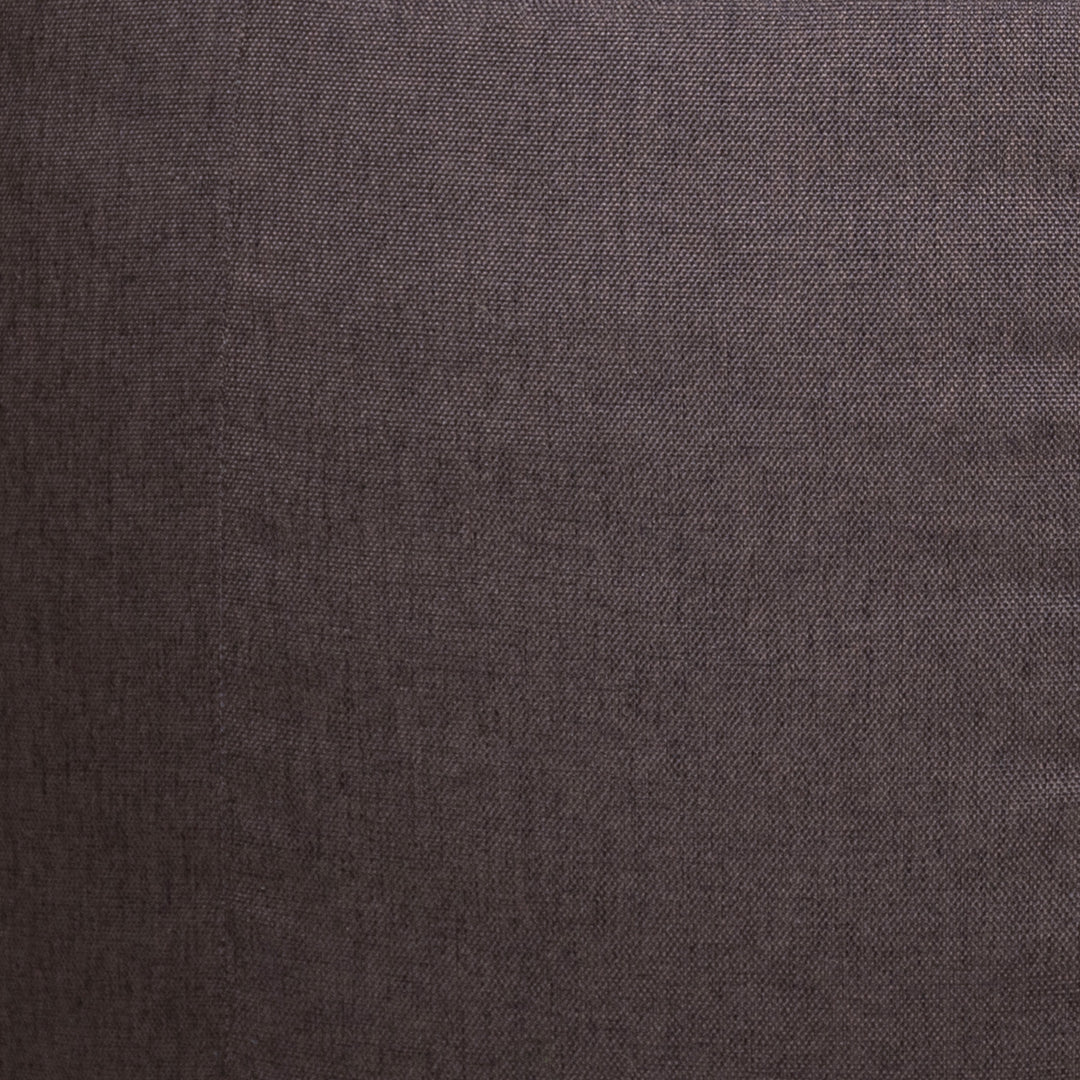 A close-up of a dark brown woven fabric texture with a fine, slightly coarse weave. 