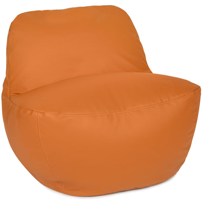 Orange bean bag chair on a white background #color_honey-sand-cool-touch-silicone-leather