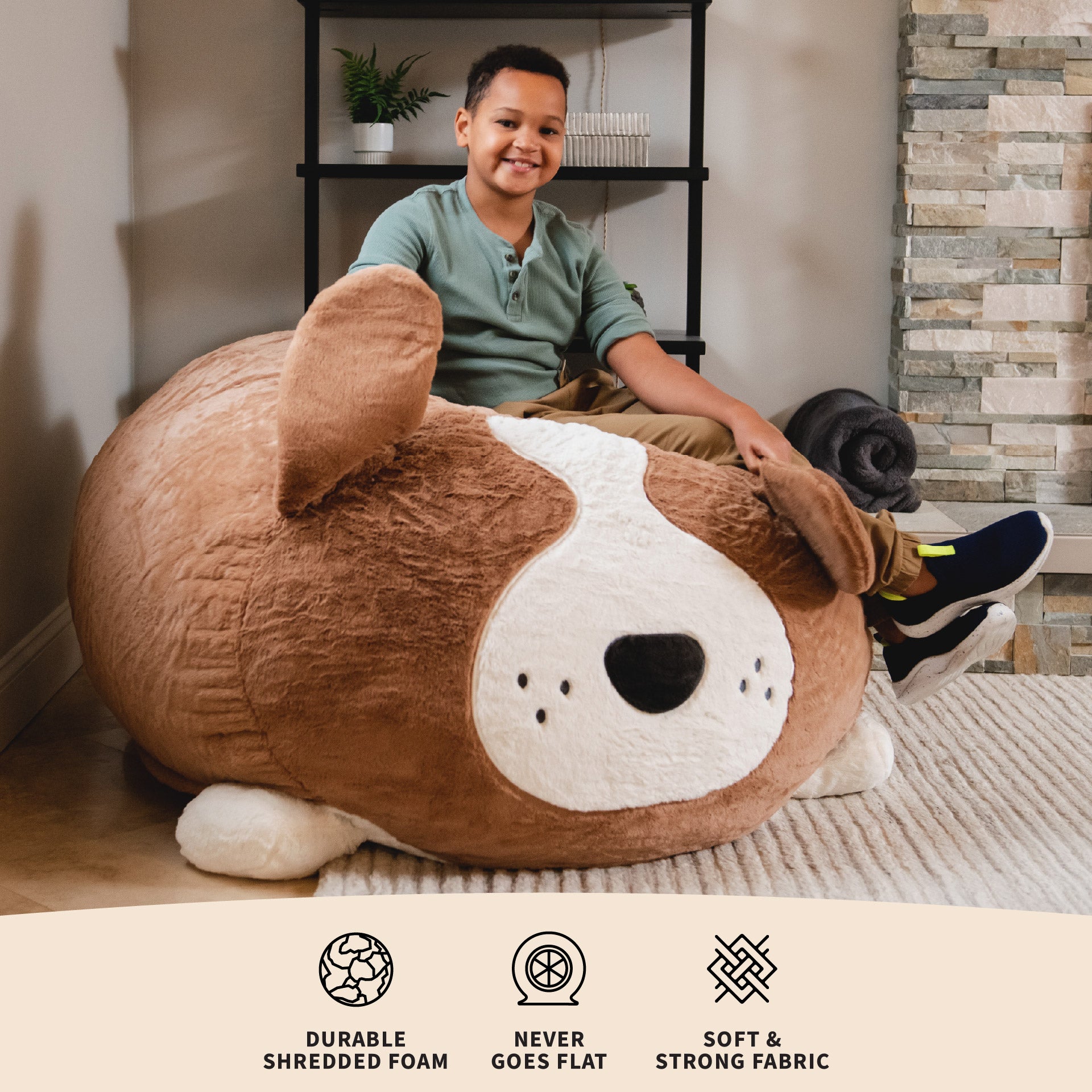 Wild Things® Kenny Dog Kids Lounger | Oversized Stuffed Animal
