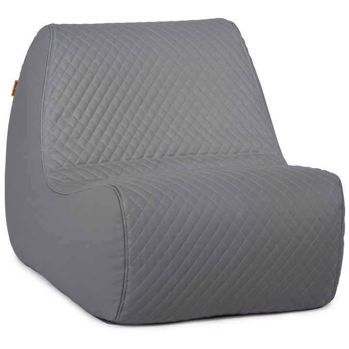 Gray quilted chair on a white background #color_moonlit-gray-outdoor-vegan-leather