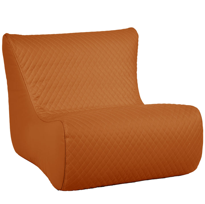 Orange quilted armchair on a white background #color_honey-sand-outdoor-vegan-leather