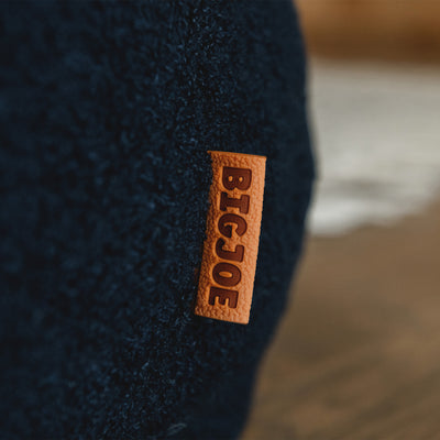 Boucle fabric with big joe label 