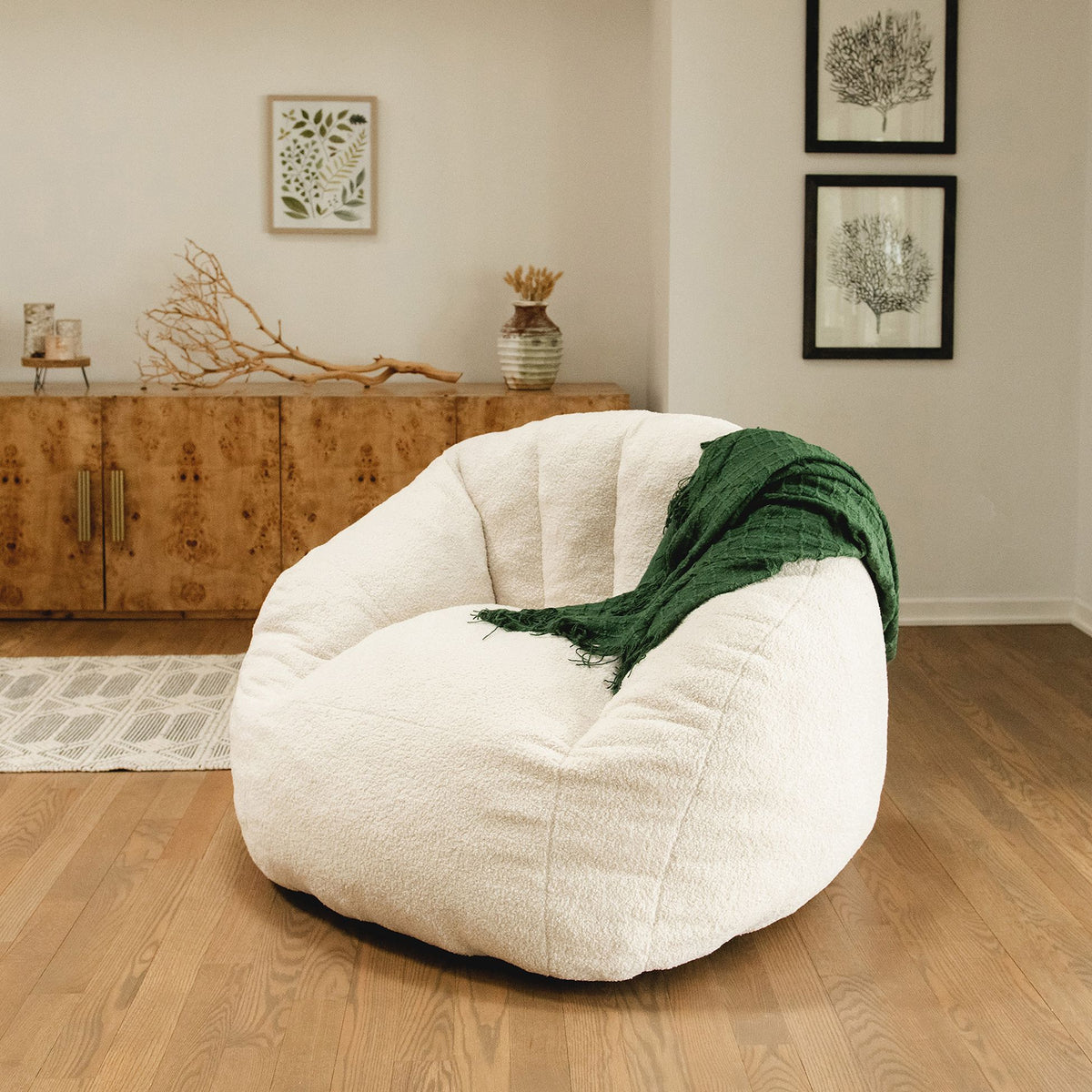 White cloud chair sitting in the living room 
