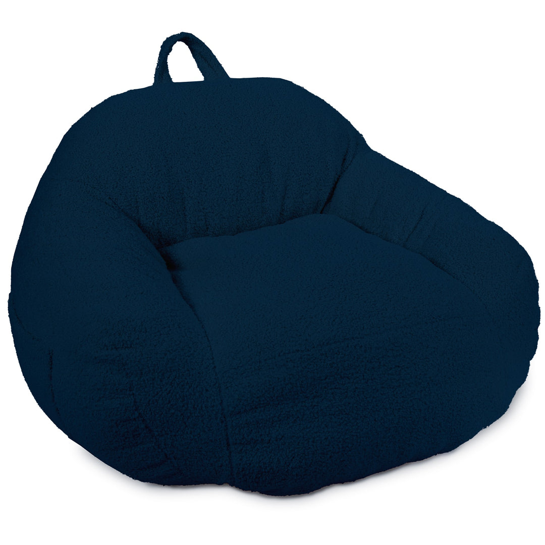 Cloudberry Kids Chair Angled #color_deep-blue-teddy-boucle