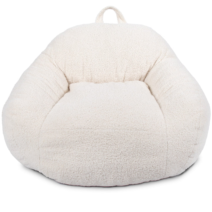 White bean bag chair on a white background #color_icing-teddy-boucle